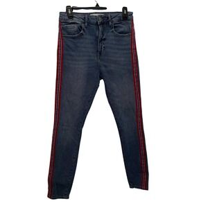 ZARA Basic Denim Women's Jeans Size 08 28x28 US Side Stripe Blue Wash Slim Fit